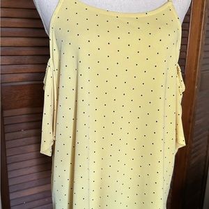 INC XL NWT summer top. Yellow with black polka dots.
